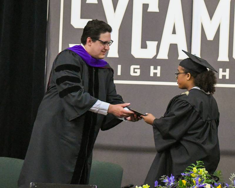 Shayla Abell receives her diploma on Sunday, May 25, 2025, during the Class of 2025 Commencement ceremony at the high school.