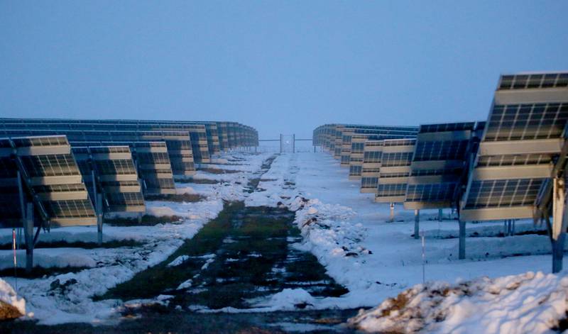 Solar panels cover a parcel of land near Illinois Route 71 and 1050 East Road on Thursday, Jan. 25, 2024 near Granville.