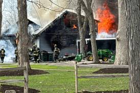 Fire destroys Oswego Township garage Sunday afternoon