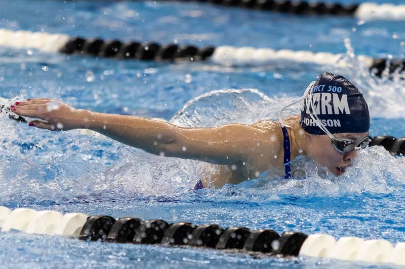 Dundee-Crown’s Rachel Johnson Dundee-Crown competes in the 200 Yard IM during the IHSA Girls State Swimming Preliminaries at FMC Natatorium in Westmont on Nov. 14, 2025.