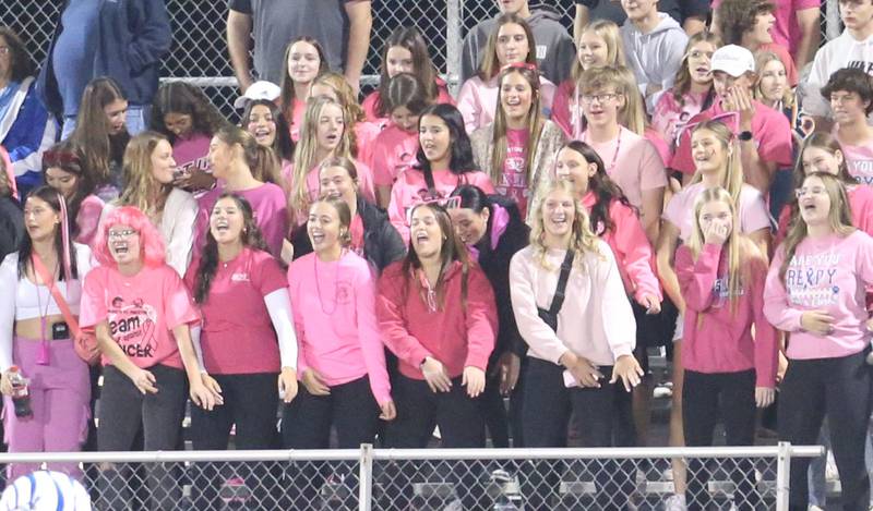 Princeton students cheer on the Tigers as they play Mendota on Friday, Oct. 11, 2024 at Mendota High School.