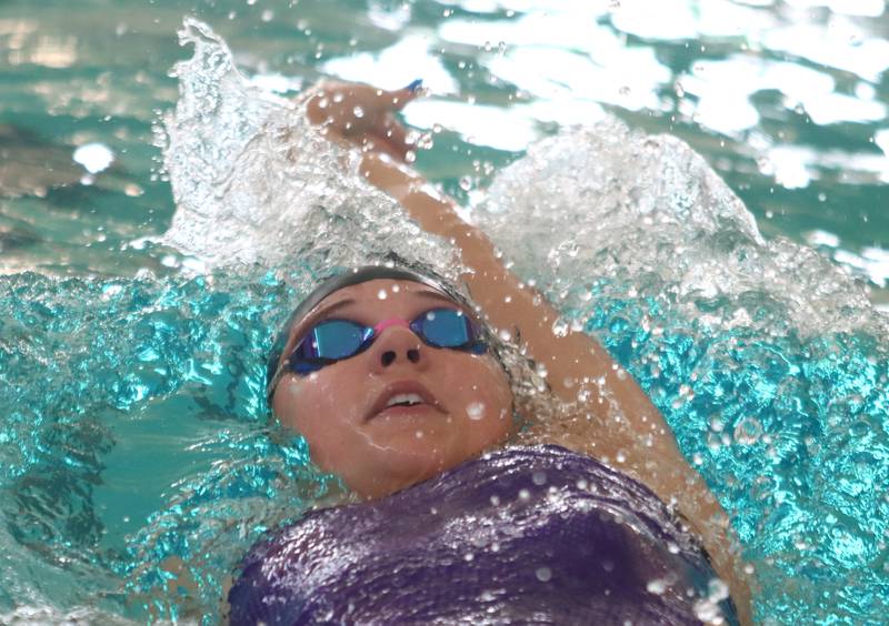 Crystal Lake South co-op’s Abby Uhl competes in the 200-yard IM during the Fox Valley Conference Championship Meet at Woodstock North High School on Saturday, Nov. 2, 2024 in Woodstock .