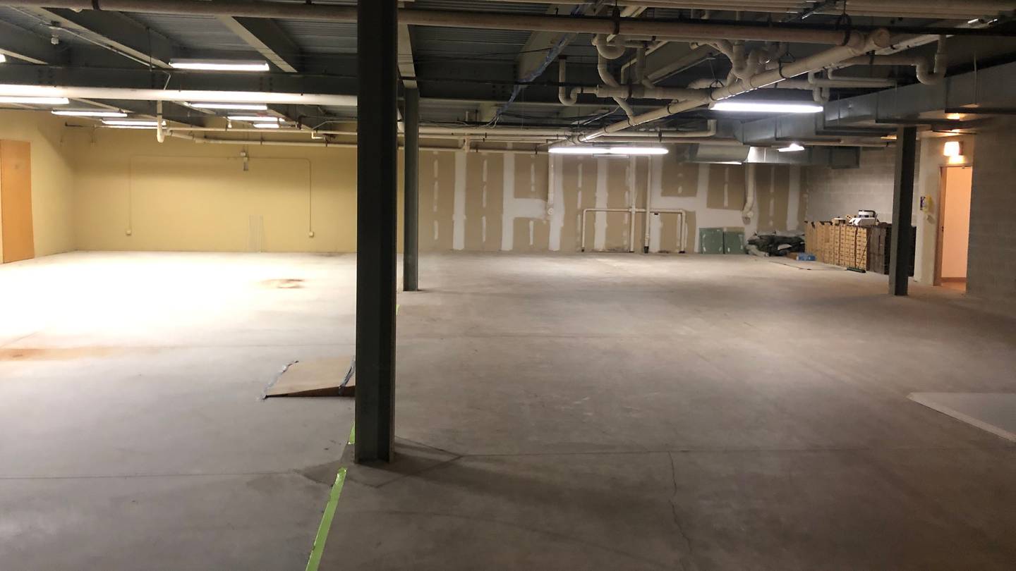 Basement has room to accommodate large gatherings for luncheons and other programs.