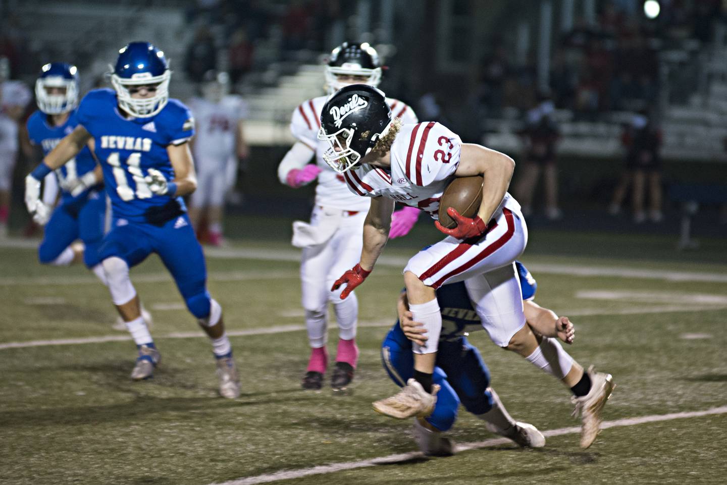 Hall's Mac Resetich runs the ball early in the game against Newman on Friday, Oct. 8, 2021.