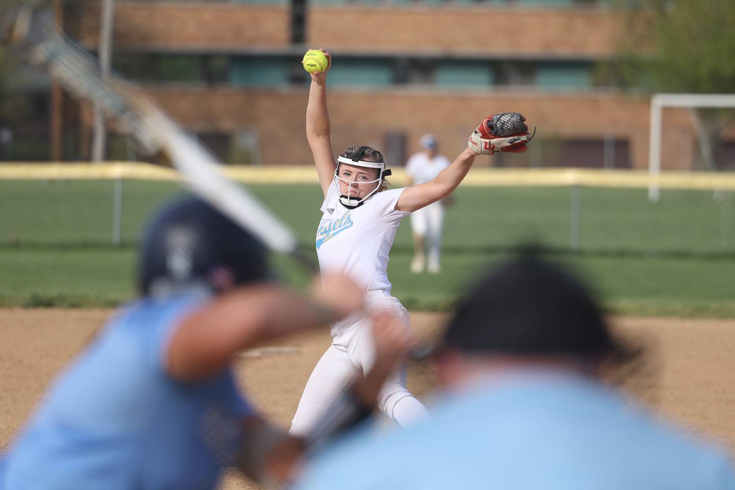 Joliet Catholic’s Sydney Walker delivers a pitch against Nazareth on Wednesday, May 1, 2024 in Joliet.