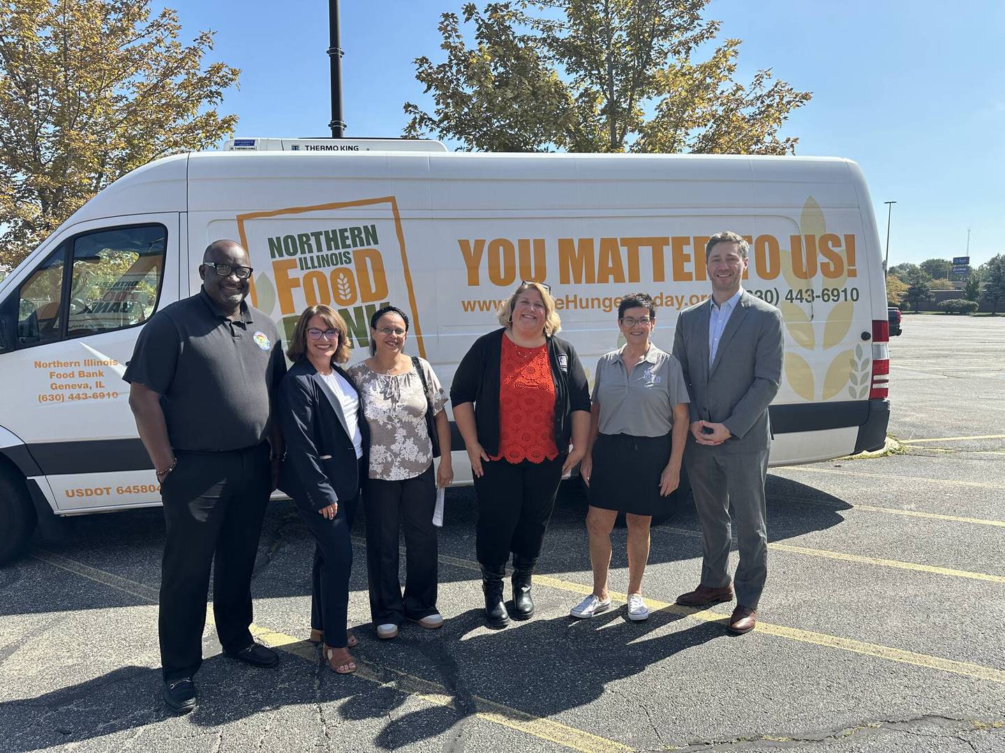 On Thursday, Northern Illinois Food Bank celebrated delivering millions of meals to people experiencing food insecurity since partnering with DoorDash’s Project DASH in 2021.Pictured (from left) are Garland Mays, office of the Will County Executive; State Senator Meg Loughran Cappel; Aicha Kaltsos, program recipient; Jennifer Lamplough, chief impact officer at Northern Illinois Food Bank; State Rep. Natalie Manley, D-Joliet; and Mike Pomerantz, DoorDash's Head of Central Public Engagement.