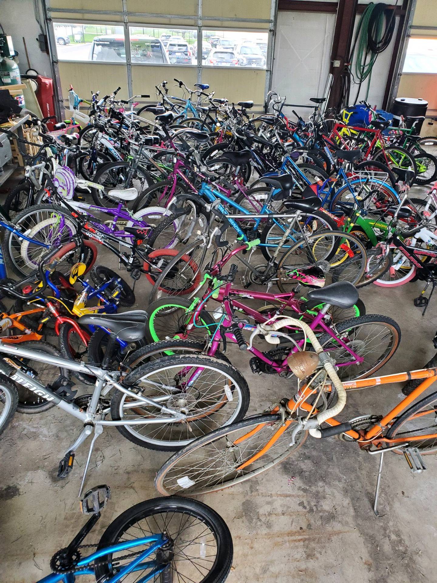 Bikes waiting for sale at Cross of Glory Church in Homer Glen during the 2023 bike sale.
