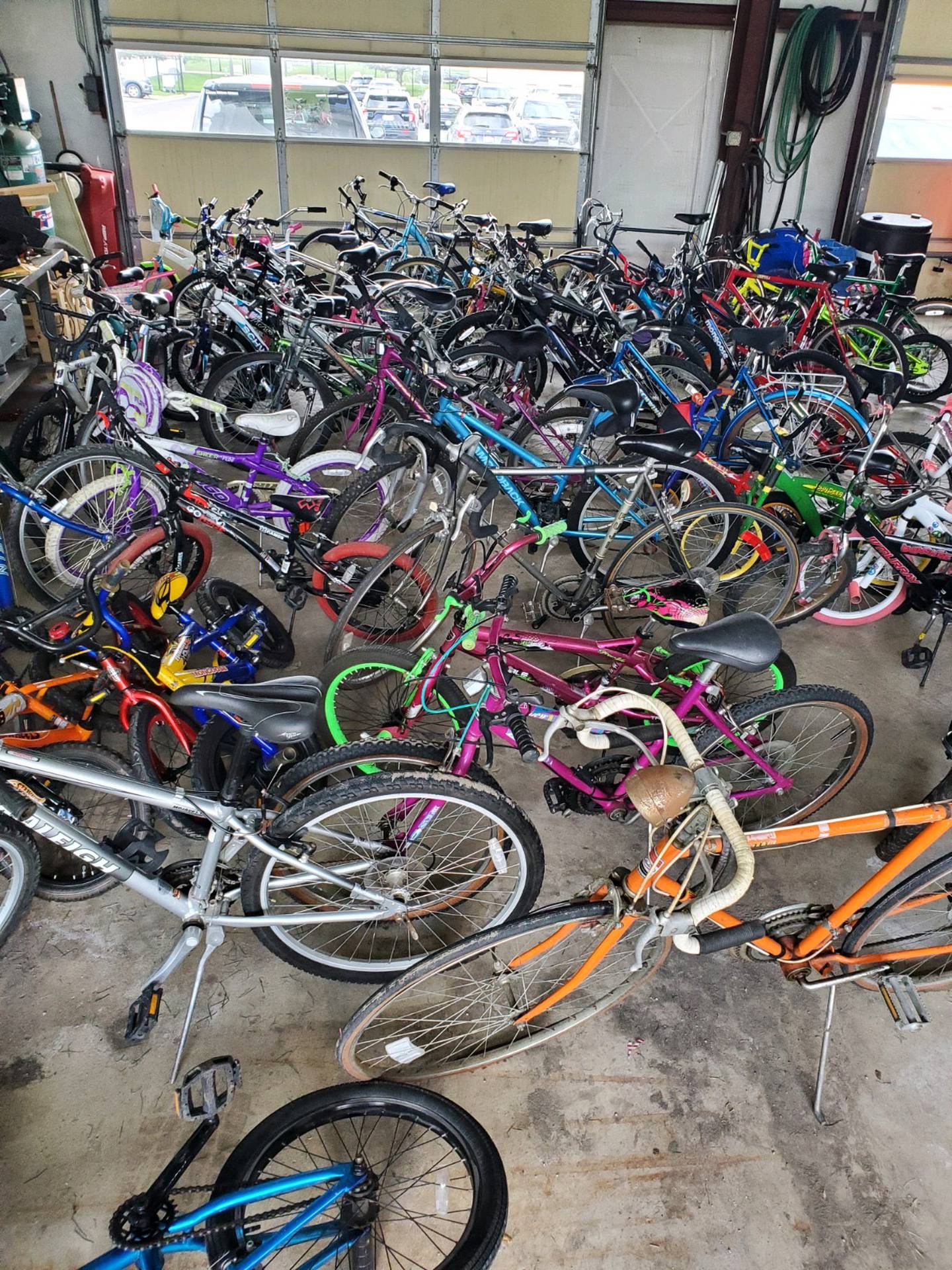 Bikes waiting for sale at Cross of Glory Church in Homer Glen during the 2023 bike sale.