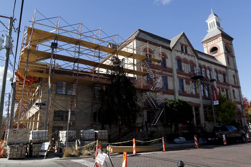 Work continues on the renovation of the Woodstock Opera House on Wednesday, Oct. 23. 2024, in Woodstock.