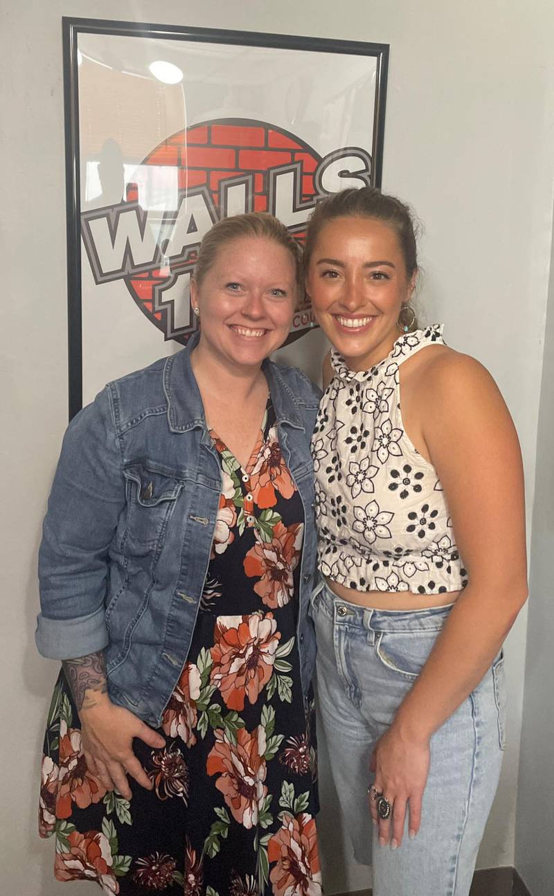 Country music artist Ashley Ryan (right) and Walls 102's Dani Holland (left)