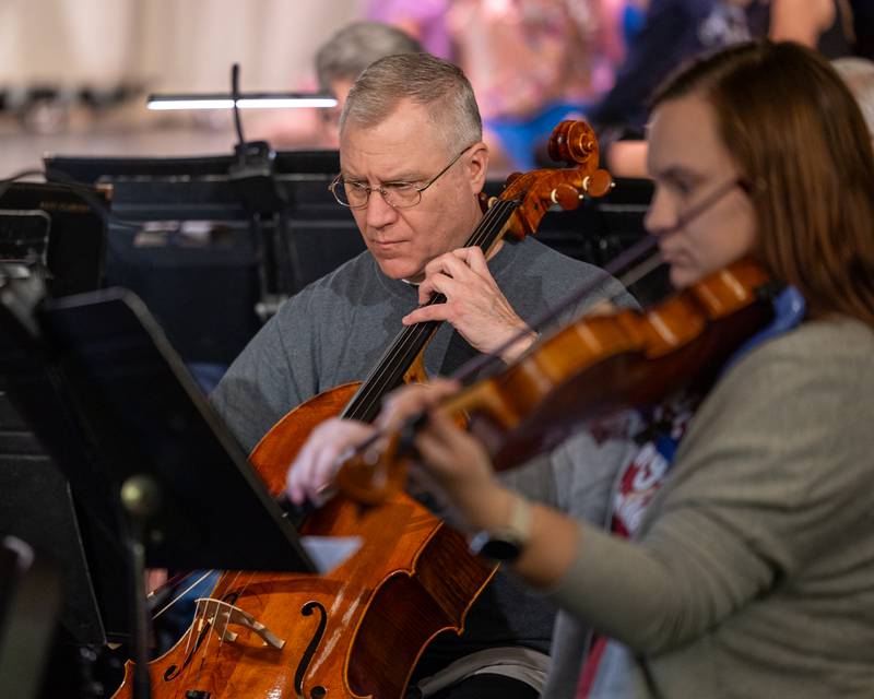 Cellist of the Illinois Valley Symphony Orchestra plays during the performance of the "Nutcracker" on Monday, December 8, 2025 in the Matthiessen Memorial Auditorium at LaSalle-Peru Township High School in LaSalle.