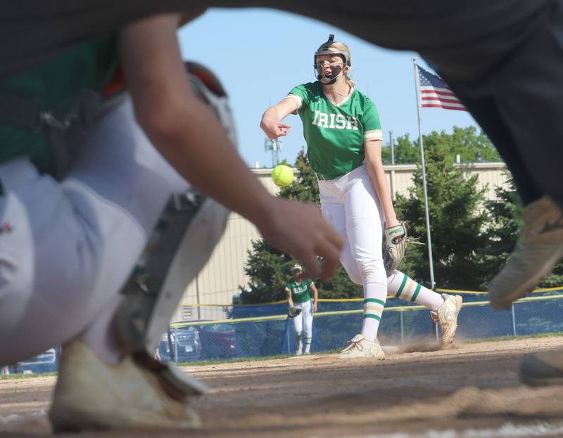 Seneca's Tessa Krull lets go of a throw to Marquette on Monday, May 11, 2026 at June Gross Field in Ottawa.