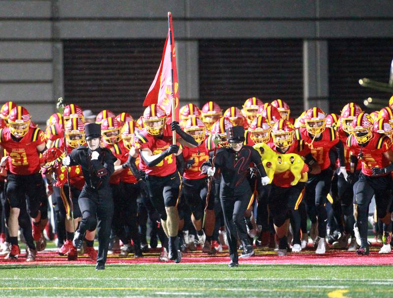 Batavia takes the field for their Class 7A round 1 playoff game against Brother Rice in Batavia on Friday, Oct. 27, 2023.