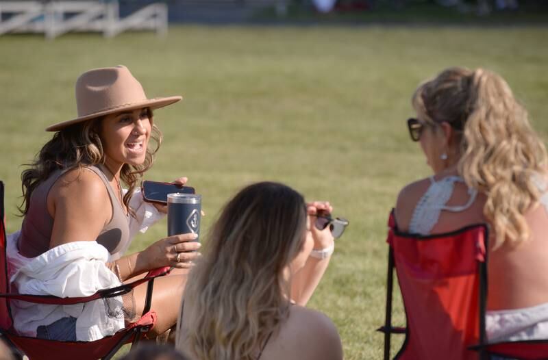 (Left to right) Ana Guido of Downers Grove, Ajla Rahmanovic of Oak Lawn and Aimee Guido of La Grange attend the Country Jam held at Gordon Park in La Grange on Saturday, Aug. 10, 2024.
