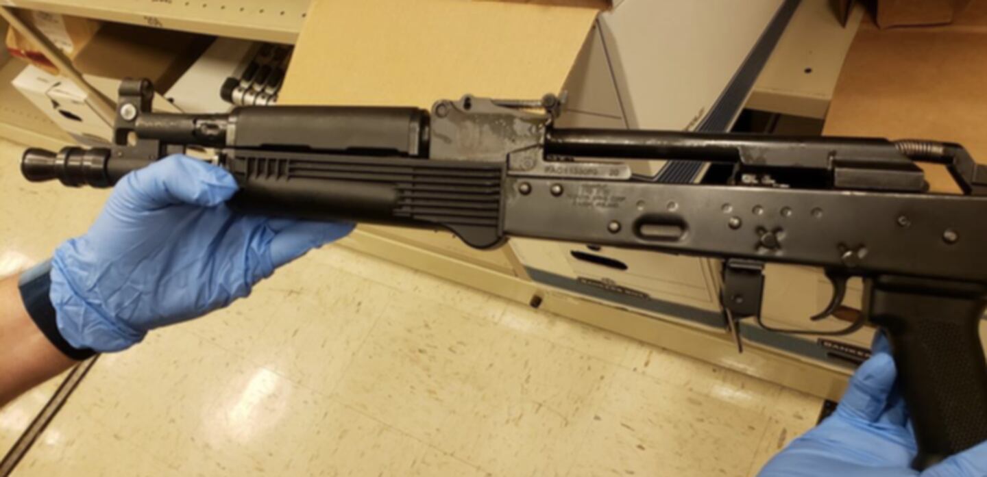 A firearm seized by Joliet police following the arrest of Adrian Bailey, 19, and a 17-year-old male, on Thursday, May 20, 2021.