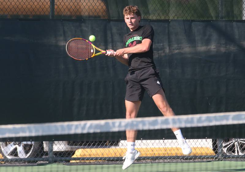 L-P's Jackson Sellett plays tennis against Ottawa at the Henderson-Guenther Tennis Facility on Monday, Monday, May 6, 2024 at Ottawa High School.