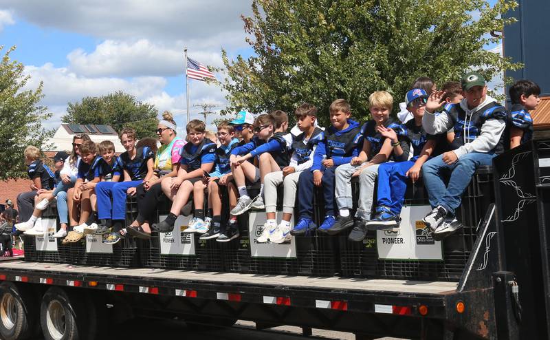 The Princeton youth football team rides on a float during the 54th annual Homestead Festival parade on Saturday, Sept. 6, 2025 in Princeton.