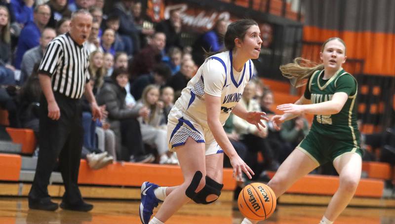 Geneva’s Keira McCann heads for the hoop against Boylan in girls IHSA Class 3A Sectional basketball on Tuesday, Feb. 24, 2026, at Crystal Lake Central High School in Crystal Lake.