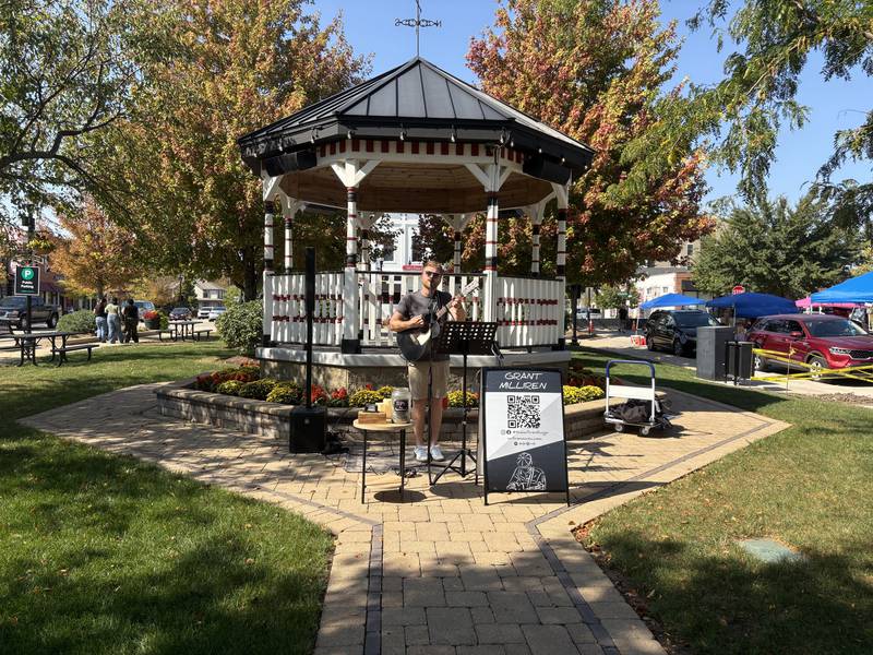 Grant Milliren performs at the Huntley Farmers Market Oct. 4, 2025.