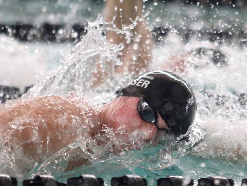 Brendan Baser of Cary-Grove co-op swims the 200-Yard Freestyle during the Fox Valley Conference Swimming Championships at Woodstock North High School Saturday.