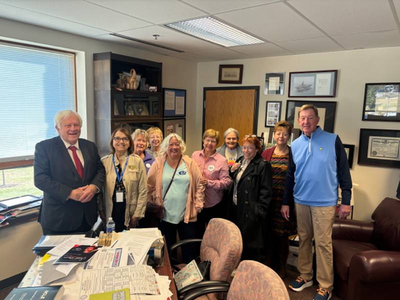 Ten representatives from three Leagues of Women Voters across Kane County met with Kane County Clerk John Cunningham on Oct. 18, 2024, at his office in Geneva. The meeting discussed election integrity and efficiency.