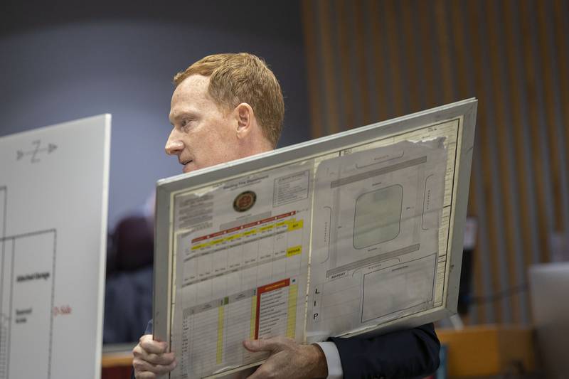 Brittney C. Ramos’s attorney, Michael Gallagher, delivers his opening statement Tuesday, Nov. 4, 2025, in the Garrett Ramos wrongful death civil case in Morrison.