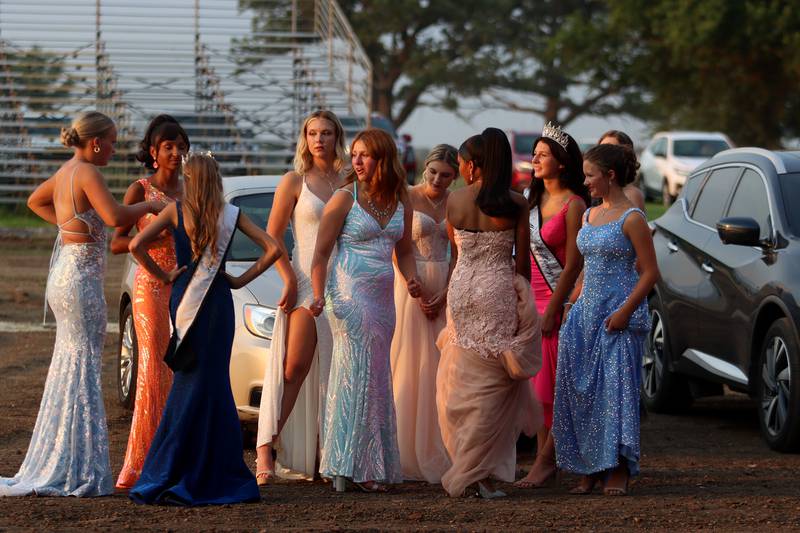 Contestants wait for their turn on the stage as part at the Miss McHenry County pageant at the McHenry County Fair in Woodstock on Tuesday, July 30, 2024.