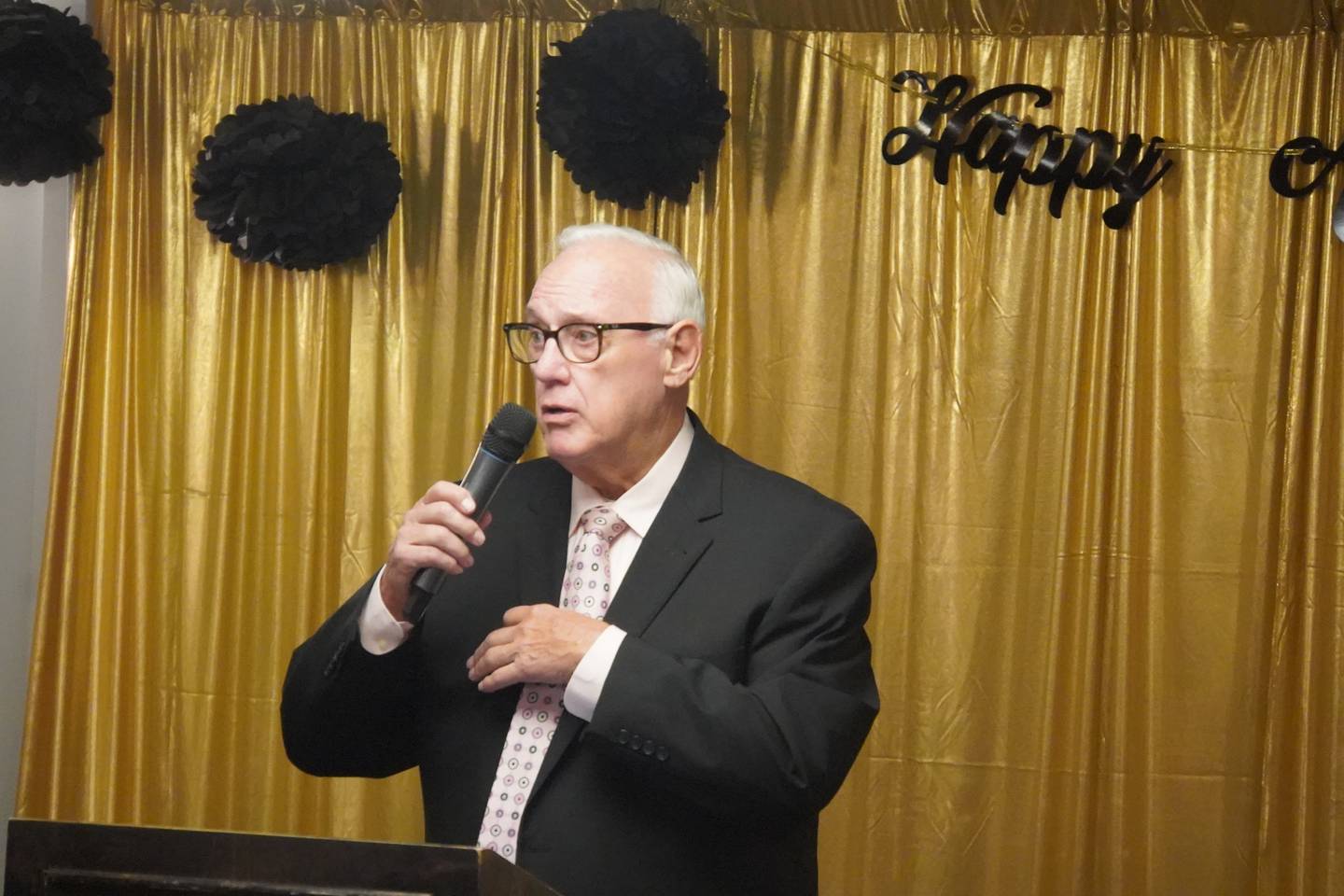 Foundation for Focus House Board President Dave Tess speaks at the Focus House 50th Anniversary Celebration that was held at Luna in Rochelle on Friday, Nov. 14, 2025.