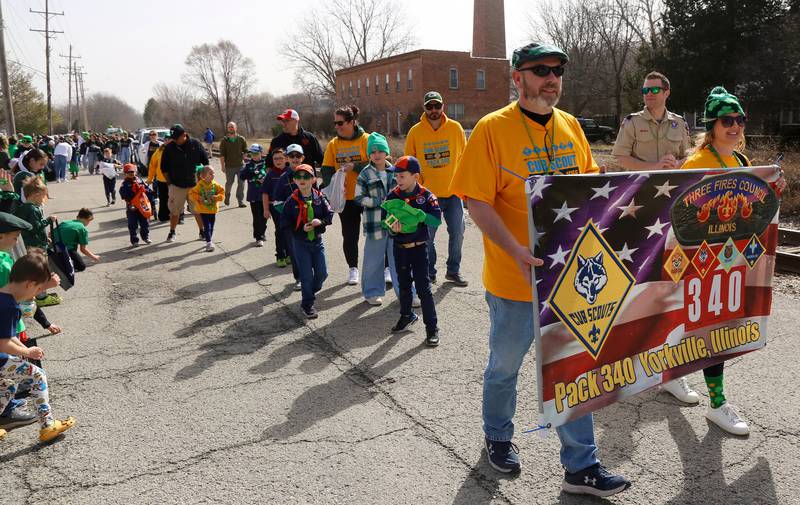 Cub Scout Pack 340 marched in the St. Patrick's Day Parade in Yorkville on Saturday, March 15, 2024.