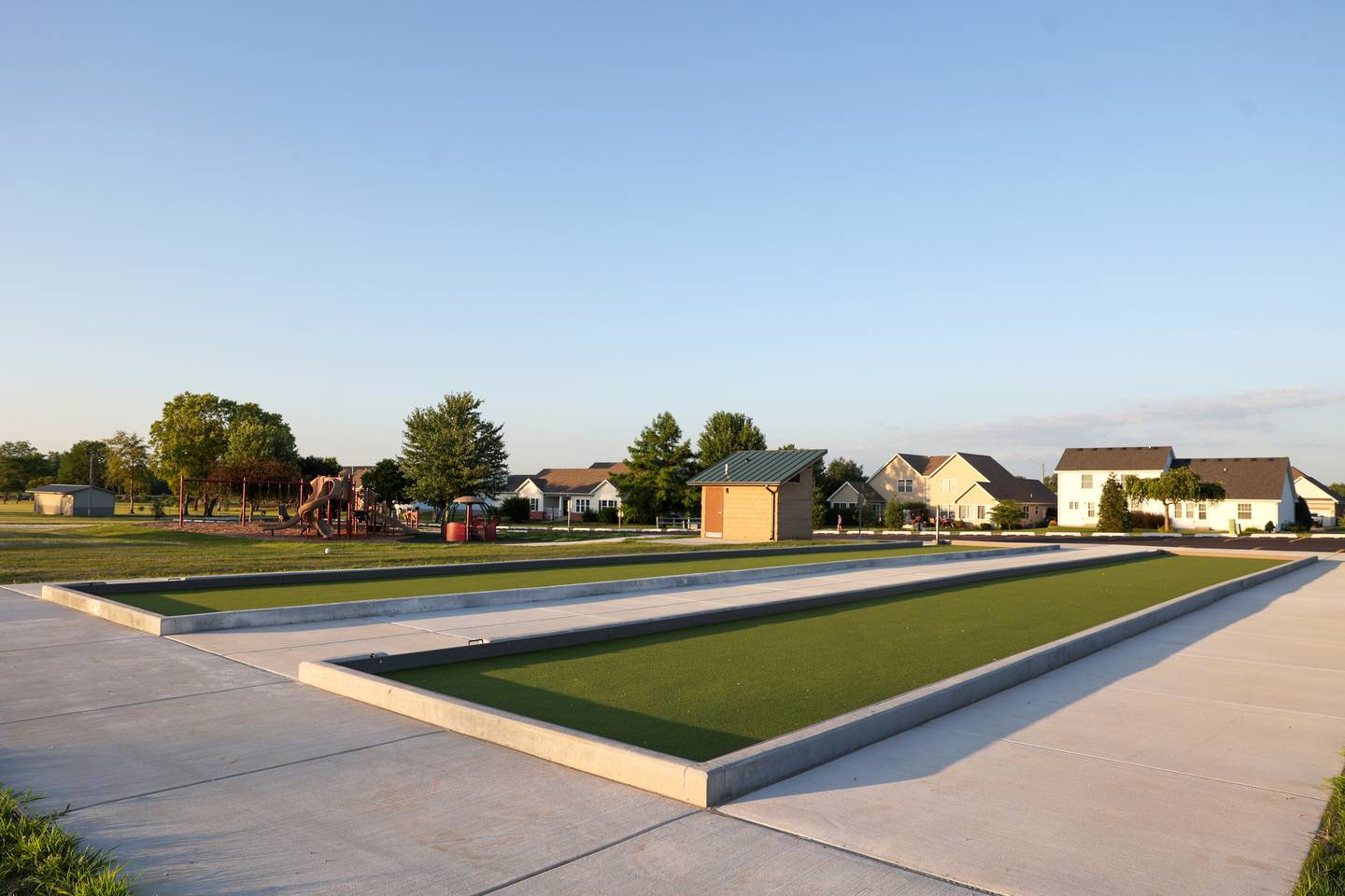 Two turf bocce ball courts, a new asphalt parking lot, public restroom and an accessible, second playground at park were part of over $1 million of upgrades recently completed at Hawkins Park in Limestone on June 23, 2025.