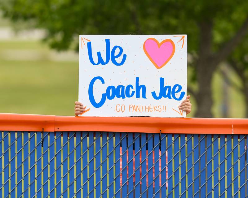 A homemade sign is held during the sectional semifinals game on Tuesday June 3, 2025, while Yorkville and Oswego battle it out held at Oswego High School.