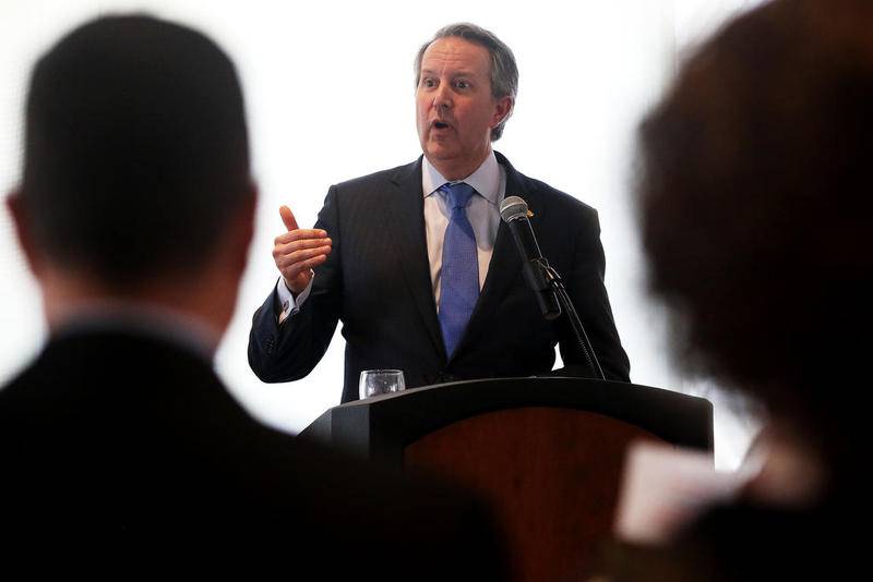 Crystal Lake Mayor Aaron Shepley addresses attendees with past progress and future improvements during a State of the Community luncheon at Crystal Lake Country Club on Friday, Feb. 1, 2019 in Crystal Lake.