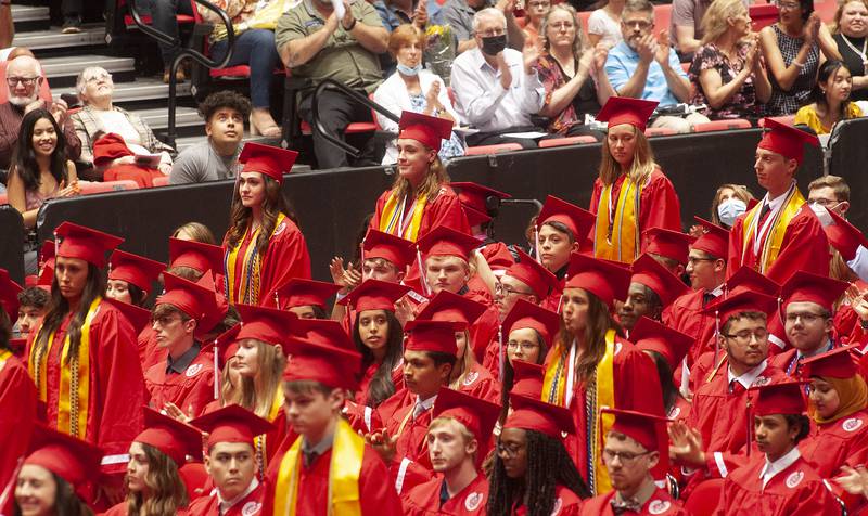 Graduates who received the Summa Cum Laude, the highest level of acedemic achievement, are recognized during Yorkville High School's class of 2022 graduation ceremony at the NIU Convocation Center on Friday, May 20, 2022.