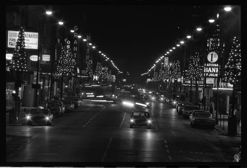 Chicago Street in downtown Joliet is seen during Christmas 1969.