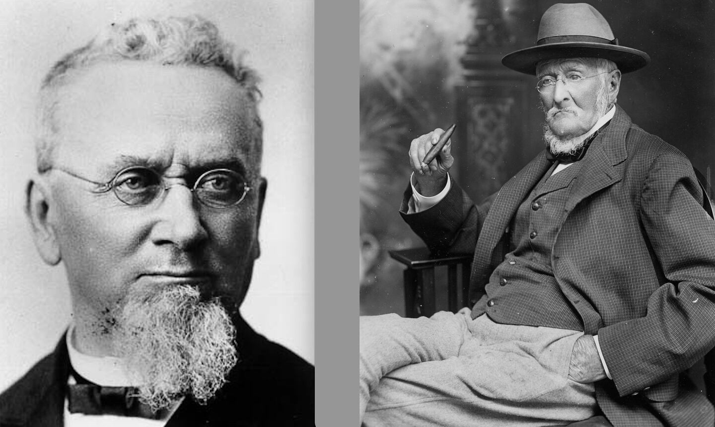 Jacob Haish (left) and Joseph F. Glidden, both submitted patents for the invention of barbed wire. (Photos provided by J.F. Glidden Homestead and Historical Center)