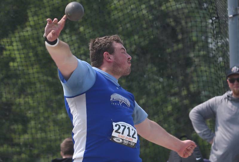 Princeton's Cade Odell competes in the shot put during the IHSA Class 2A Boys Track & Field State Finals on Saturday, May 31, 2025 at Eastern Illinois University in Charleston.