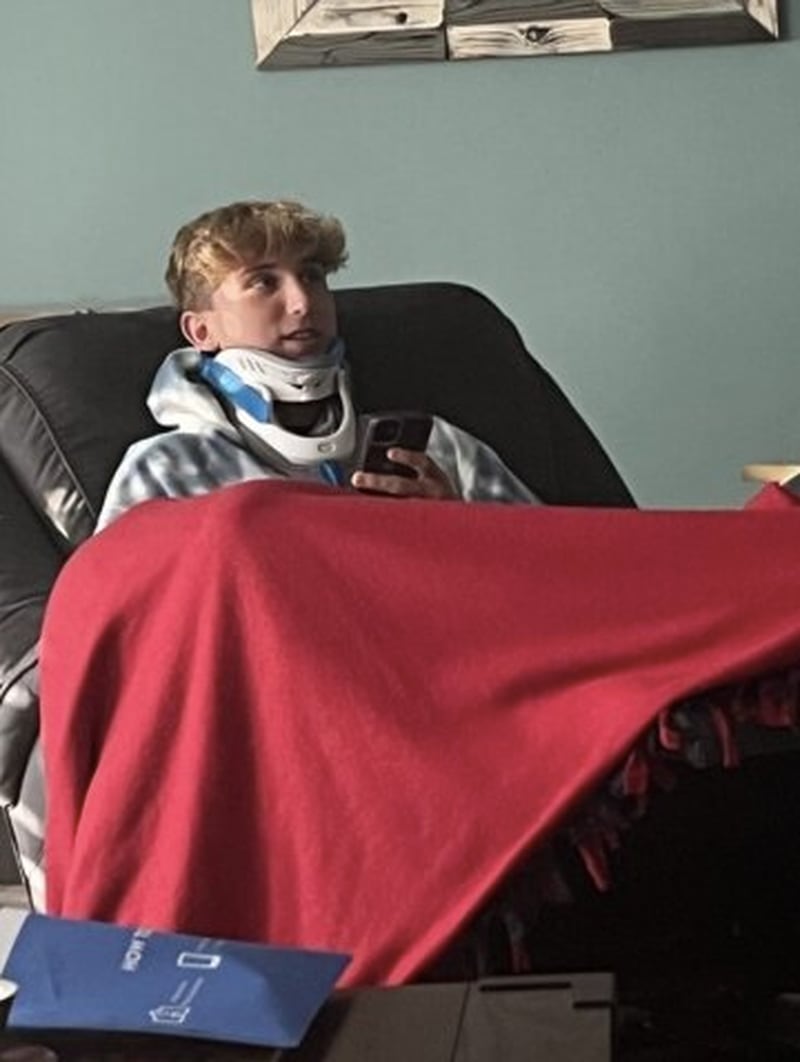 Marengo junior Alten Bergbreiter is recovering well at his family's home after he suffered a neck injury in Friday's game at Johnbsurg.