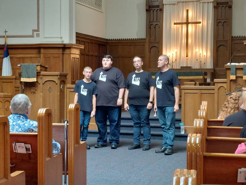 Barbershop quartet Linc 182 performed Tuesday, June 11, 2024, at Park Presbyterian Church in Streator, kicking off the public concerts available during Poco a Poco Festival.
