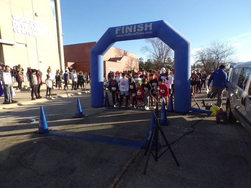 Some 289 runners and walkers get ready for the 34th annual Jingle Bell Run Sunday at Kankakee Community College.