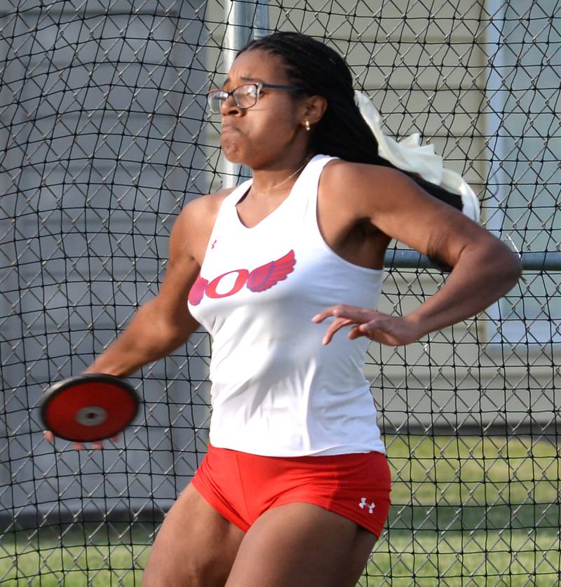 Oregon's Alease McLain won the discus event at the 1A Lena-Winslow sectional on Thursday, May 15, 2025. She will compete at the state meet this week at Eastern Illinois University in Charleston.