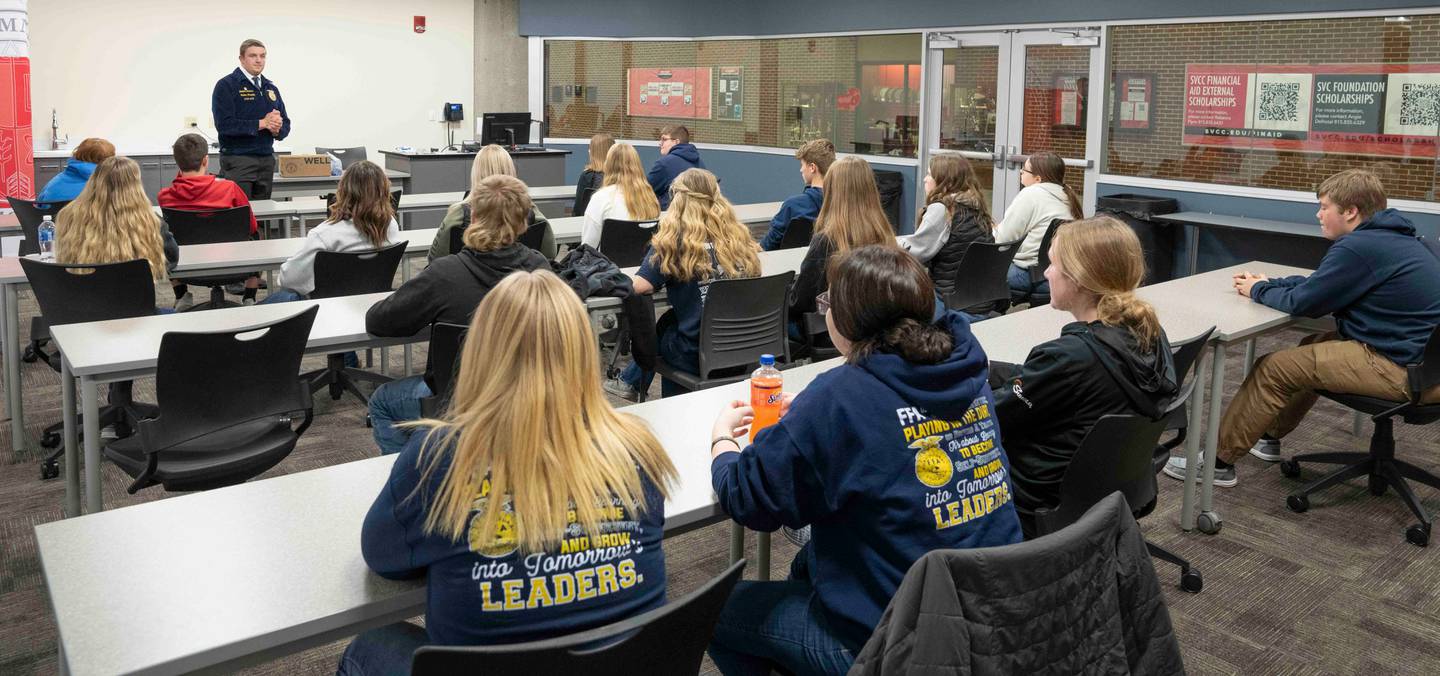 FFA students participating in Leadership Training School activities at Sauk Valley Community College.