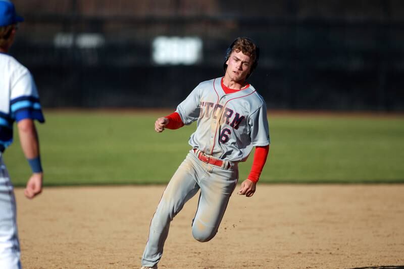South Elgin’s Colin Tuftedal rounds third base during a Class 4A St. Charles North Sectional semifinal game against St. Charles North on Wednesday, May 29, 2024.