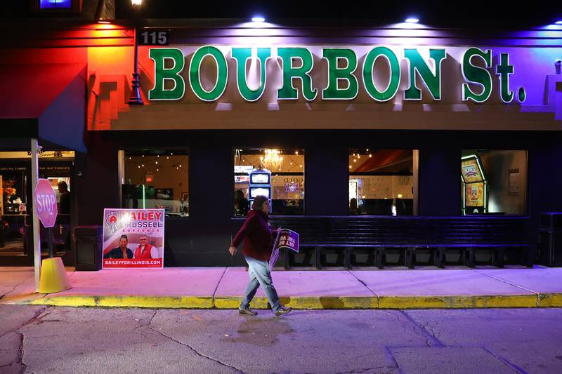 A supporter leaves the GOP rally at 115 Bourbon Street in Merrionette Park on Monday.