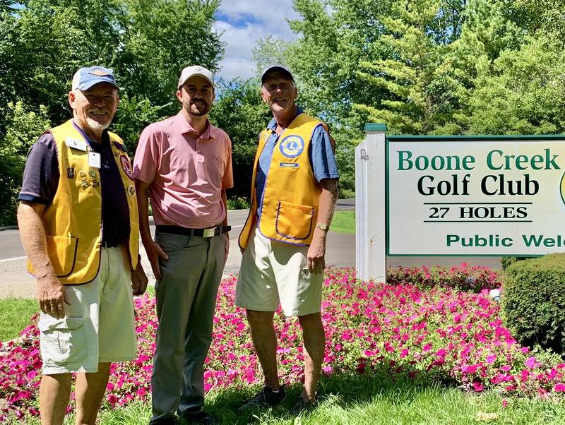 Pictured (L to R): McHenry Lions Event Coordinator Gene Smith, Boone Creek Golf Club manager Rob Sweno, McHenry Lions President Gary Peterson