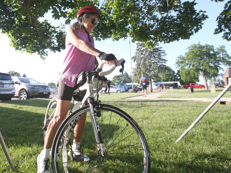 Jane Genes of Chillicothe, departs Zearing Park during the Z Tour event on Saturday June 21, 2025 in Princeton.