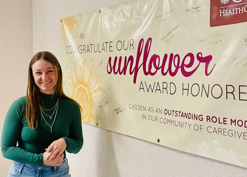 OSF St. Elizabeth Medical Center in Ottawa announced Megan Henneberry, a patient care tech from the medical/surgical inpatient unit, recently received the Sunflower Award.