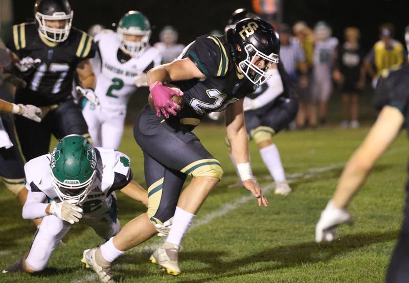 St. Bede's Grady Gillan sprints down the field to score a touchdown against Seneca on Friday, Sept. 20, 2024 at St. Bede Academy.