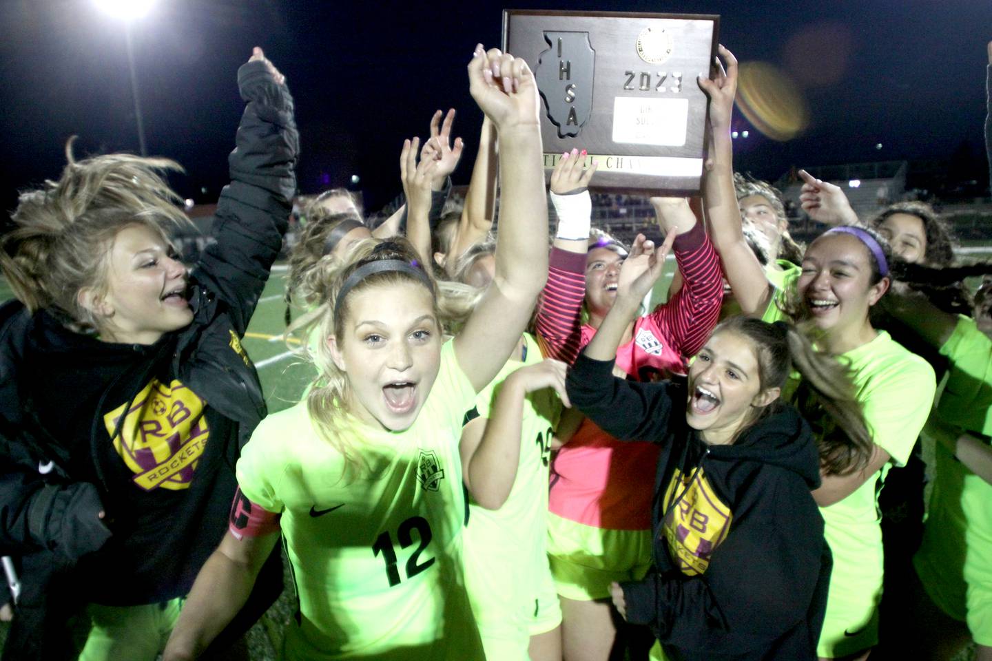 Richmond-Burton’s Rockets celebrate a win over Willows in Class 1A Sectional title soccer action at Richmond Friday night.