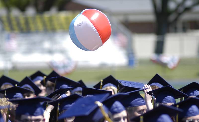 A beach ball makes an appearance. The Sterling Class of 2025 Commencement Ceremony was held on Sunday, May 18, 2025 at Roscoe Eades Field in Sterling.