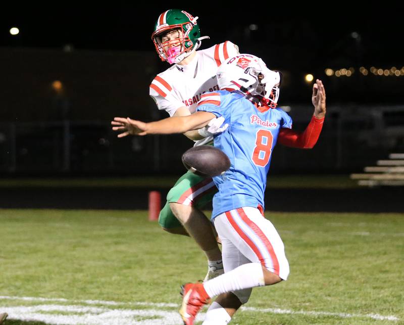Ottawa's Bryson Valdez breaks up a pass intended for L-P's Landon Zellers on Friday, Oct. 4, 2024 at King Field.